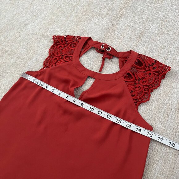 Express Lace Sleeve Low Back Flowy Boho Blouse Top XS - Picture 6 of 8